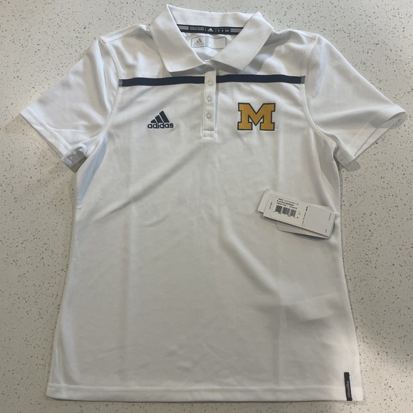 adidas Other - Michigan Wolverines Polo Shirt Mens Small White Adidas Golf Climalite NCAA NWT